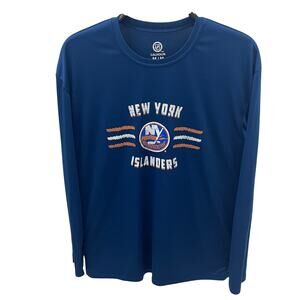 Calhoun Men’s MD New York Islanders Distressed Lines Long Sleeve Rashguard Shirt